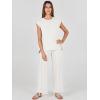 imageANRABESS Women 2 Piece Outfits Casual Summer Sleeveless Tops Knit Pants Sweater Lounge Matching Sets 2025 Trendy ClothesWhite