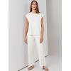imageANRABESS Women 2 Piece Outfits Casual Summer Sleeveless Tops Knit Pants Sweater Lounge Matching Sets 2025 Trendy ClothesWhite