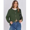 imageANRABESS Women Cardigan Sweater Dressy Casual Classic Long Sleeve Crew Neck Button Down Tweed Knit Jacket 2025 Spring OutfitsArmy Green