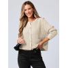imageANRABESS Women Cardigan Sweater Dressy Casual Classic Long Sleeve Crew Neck Button Down Tweed Knit Jacket 2025 Spring OutfitsBeige
