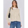 imageANRABESS Women Cardigan Sweater Dressy Casual Classic Long Sleeve Crew Neck Button Down Tweed Knit Jacket 2025 Spring OutfitsBeige