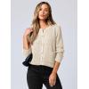 imageANRABESS Women Cardigan Sweater Dressy Casual Classic Long Sleeve Crew Neck Button Down Tweed Knit Jacket 2025 Spring OutfitsBeige