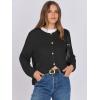 imageANRABESS Women Cardigan Sweater Dressy Casual Classic Long Sleeve Crew Neck Button Down Tweed Knit Jacket 2025 Spring OutfitsBlack