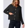 imageANRABESS Women Cardigan Sweater Dressy Casual Classic Long Sleeve Crew Neck Button Down Tweed Knit Jacket 2025 Spring OutfitsBlack