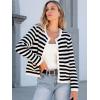 imageANRABESS Women Cardigan Sweater Dressy Casual Classic Long Sleeve Crew Neck Button Down Tweed Knit Jacket 2025 Spring OutfitsBlack White Strip