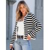 imageANRABESS Women Cardigan Sweater Dressy Casual Classic Long Sleeve Crew Neck Button Down Tweed Knit Jacket 2025 Spring OutfitsBlack White Strip