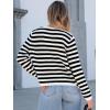 imageANRABESS Women Cardigan Sweater Dressy Casual Classic Long Sleeve Crew Neck Button Down Tweed Knit Jacket 2025 Spring OutfitsBlack White Strip