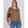 imageANRABESS Women Cardigan Sweater Dressy Casual Classic Long Sleeve Crew Neck Button Down Tweed Knit Jacket 2025 Spring OutfitsBrown