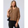 imageANRABESS Women Cardigan Sweater Dressy Casual Classic Long Sleeve Crew Neck Button Down Tweed Knit Jacket 2025 Spring OutfitsBrown