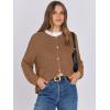 imageANRABESS Women Cardigan Sweater Dressy Casual Classic Long Sleeve Crew Neck Button Down Tweed Knit Jacket 2025 Spring OutfitsBrown