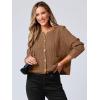 imageANRABESS Women Cardigan Sweater Dressy Casual Classic Long Sleeve Crew Neck Button Down Tweed Knit Jacket 2025 Spring OutfitsBrown
