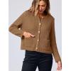 imageANRABESS Women Cardigan Sweater Dressy Casual Classic Long Sleeve Crew Neck Button Down Tweed Knit Jacket 2025 Spring OutfitsBrown
