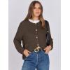 imageANRABESS Women Cardigan Sweater Dressy Casual Classic Long Sleeve Crew Neck Button Down Tweed Knit Jacket 2025 Spring OutfitsCoffee