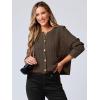 imageANRABESS Women Cardigan Sweater Dressy Casual Classic Long Sleeve Crew Neck Button Down Tweed Knit Jacket 2025 Spring OutfitsCoffee