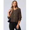 imageANRABESS Women Cardigan Sweater Dressy Casual Classic Long Sleeve Crew Neck Button Down Tweed Knit Jacket 2025 Spring OutfitsCoffee