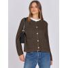 imageANRABESS Women Cardigan Sweater Dressy Casual Classic Long Sleeve Crew Neck Button Down Tweed Knit Jacket 2025 Spring OutfitsCoffee