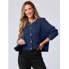 imageANRABESS Women Cardigan Sweater Dressy Casual Classic Long Sleeve Crew Neck Button Down Tweed Knit Jacket 2025 Spring OutfitsDark Blue