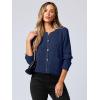 imageANRABESS Women Cardigan Sweater Dressy Casual Classic Long Sleeve Crew Neck Button Down Tweed Knit Jacket 2025 Spring OutfitsDark Blue