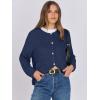 imageANRABESS Women Cardigan Sweater Dressy Casual Classic Long Sleeve Crew Neck Button Down Tweed Knit Jacket 2025 Spring OutfitsDark Blue