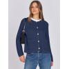 imageANRABESS Women Cardigan Sweater Dressy Casual Classic Long Sleeve Crew Neck Button Down Tweed Knit Jacket 2025 Spring OutfitsDark Blue