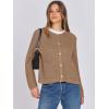 imageANRABESS Women Cardigan Sweater Dressy Casual Classic Long Sleeve Crew Neck Button Down Tweed Knit Jacket 2025 Spring OutfitsDark Khaki
