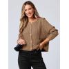 imageANRABESS Women Cardigan Sweater Dressy Casual Classic Long Sleeve Crew Neck Button Down Tweed Knit Jacket 2025 Spring OutfitsDark Khaki