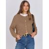 imageANRABESS Women Cardigan Sweater Dressy Casual Classic Long Sleeve Crew Neck Button Down Tweed Knit Jacket 2025 Spring OutfitsDark Khaki