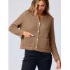 imageANRABESS Women Cardigan Sweater Dressy Casual Classic Long Sleeve Crew Neck Button Down Tweed Knit Jacket 2025 Spring OutfitsDark Khaki