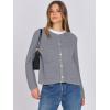 imageANRABESS Women Cardigan Sweater Dressy Casual Classic Long Sleeve Crew Neck Button Down Tweed Knit Jacket 2025 Spring OutfitsGrey