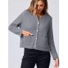 imageANRABESS Women Cardigan Sweater Dressy Casual Classic Long Sleeve Crew Neck Button Down Tweed Knit Jacket 2025 Spring OutfitsGrey