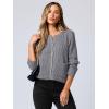 imageANRABESS Women Cardigan Sweater Dressy Casual Classic Long Sleeve Crew Neck Button Down Tweed Knit Jacket 2025 Spring OutfitsGrey