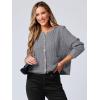imageANRABESS Women Cardigan Sweater Dressy Casual Classic Long Sleeve Crew Neck Button Down Tweed Knit Jacket 2025 Spring OutfitsGrey
