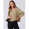 imageANRABESS Women Cardigan Sweater Dressy Casual Classic Long Sleeve Crew Neck Button Down Tweed Knit Jacket 2025 Spring OutfitsKhaki