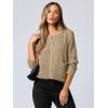 imageANRABESS Women Cardigan Sweater Dressy Casual Classic Long Sleeve Crew Neck Button Down Tweed Knit Jacket 2025 Spring OutfitsKhaki
