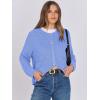 imageANRABESS Women Cardigan Sweater Dressy Casual Classic Long Sleeve Crew Neck Button Down Tweed Knit Jacket 2025 Spring OutfitsLight Blue