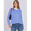 imageANRABESS Women Cardigan Sweater Dressy Casual Classic Long Sleeve Crew Neck Button Down Tweed Knit Jacket 2025 Spring OutfitsLight Blue