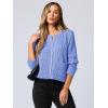 imageANRABESS Women Cardigan Sweater Dressy Casual Classic Long Sleeve Crew Neck Button Down Tweed Knit Jacket 2025 Spring OutfitsLight Blue
