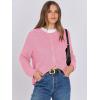 imageANRABESS Women Cardigan Sweater Dressy Casual Classic Long Sleeve Crew Neck Button Down Tweed Knit Jacket 2025 Spring OutfitsPink