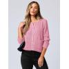 imageANRABESS Women Cardigan Sweater Dressy Casual Classic Long Sleeve Crew Neck Button Down Tweed Knit Jacket 2025 Spring OutfitsPink