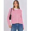 imageANRABESS Women Cardigan Sweater Dressy Casual Classic Long Sleeve Crew Neck Button Down Tweed Knit Jacket 2025 Spring OutfitsPink