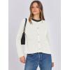 imageANRABESS Women Cardigan Sweater Dressy Casual Classic Long Sleeve Crew Neck Button Down Tweed Knit Jacket 2025 Spring OutfitsWhite