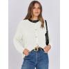 imageANRABESS Women Cardigan Sweater Dressy Casual Classic Long Sleeve Crew Neck Button Down Tweed Knit Jacket 2025 Spring OutfitsWhite