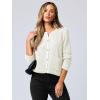 imageANRABESS Women Cardigan Sweater Dressy Casual Classic Long Sleeve Crew Neck Button Down Tweed Knit Jacket 2025 Spring OutfitsWhite