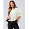 imageANRABESS Women Cardigan Sweater Dressy Casual Classic Long Sleeve Crew Neck Button Down Tweed Knit Jacket 2025 Spring OutfitsWhite