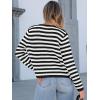 imageANRABESS Women Cardigan Sweater Dressy Casual Classic Long Sleeve Crew Neck Button Down Tweed Knit Jacket 2025 Spring OutfitsWhite Black Strip
