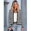 imageANRABESS Women Cardigan Sweater Dressy Casual Classic Long Sleeve Crew Neck Button Down Tweed Knit Jacket 2025 Spring OutfitsWhite Black Strip