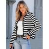 imageANRABESS Women Cardigan Sweater Dressy Casual Classic Long Sleeve Crew Neck Button Down Tweed Knit Jacket 2025 Spring OutfitsWhite Black Strip