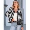 imageANRABESS Women Cardigan Sweater Dressy Casual Classic Long Sleeve Crew Neck Button Down Tweed Knit Jacket 2025 Spring OutfitsWhite Black Strip