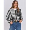 imageANRABESS Women Cardigan Sweater Dressy Casual Classic Long Sleeve Crew Neck Button Down Tweed Knit Jacket 2025 Spring OutfitsWhite Black Strip