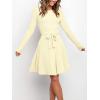 imageANRABESS Womens Long Sleeve Midi Dress Crewneck Tie Waist ALine Swing Casual Bodycon Ribbed Knit 2025 Fall Sweater DressApricot
